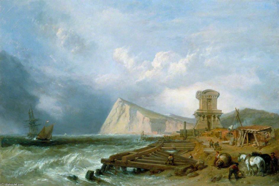 WikiOO.org - Encyclopedia of Fine Arts - Schilderen, Artwork Clarkson Frederick Stanfield - The Seashore At Dover