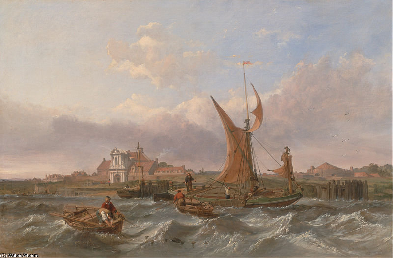 Wikioo.org - สารานุกรมวิจิตรศิลป์ - จิตรกรรม Clarkson Frederick Stanfield - Tilbury Fort--wind Against The Tide