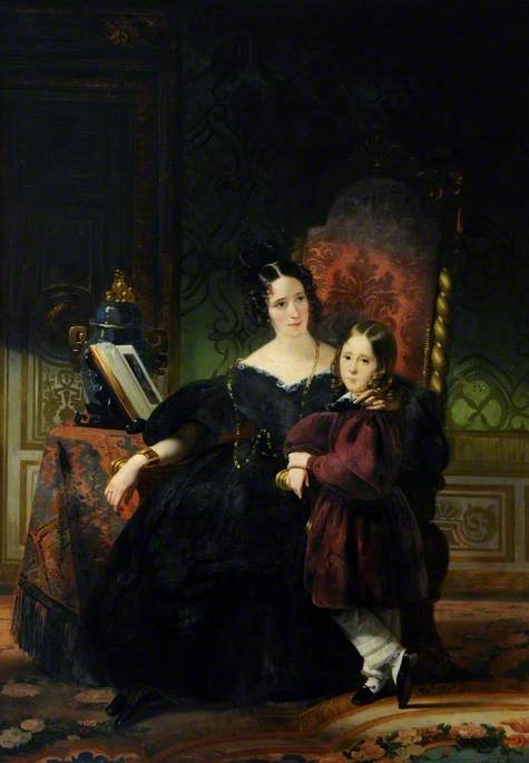 Wikioo.org - The Encyclopedia of Fine Arts - Painting, Artwork by Claude Marie Paul Dubufe - Lady Clifford Constable, With Her Son, Talbot