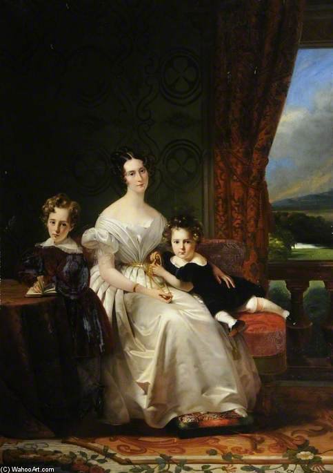 Wikioo.org - The Encyclopedia of Fine Arts - Painting, Artwork by Claude Marie Paul Dubufe - Mary Barbara, Lady Chichester, With Her Two Elder Sons