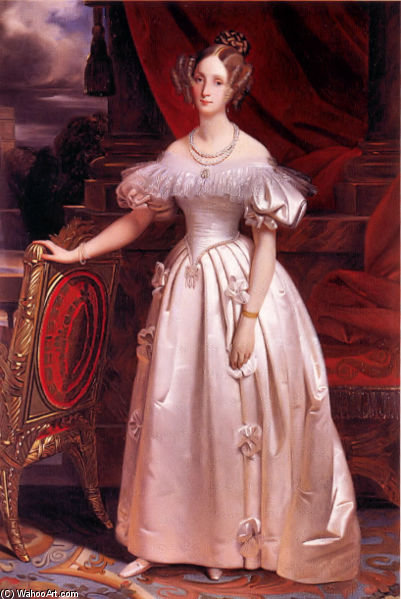 Wikioo.org - The Encyclopedia of Fine Arts - Painting, Artwork by Claude Marie Paul Dubufe - Portrait Of Louise Of Orléans, The First Queen Of The Belgians