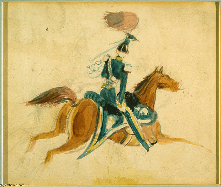 Wikioo.org - The Encyclopedia of Fine Arts - Painting, Artwork by Constantin Guys - Man On Horseback