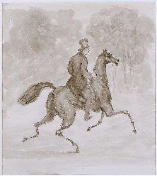 Wikioo.org - The Encyclopedia of Fine Arts - Painting, Artwork by Constantin Guys - Man On Trotting Horse