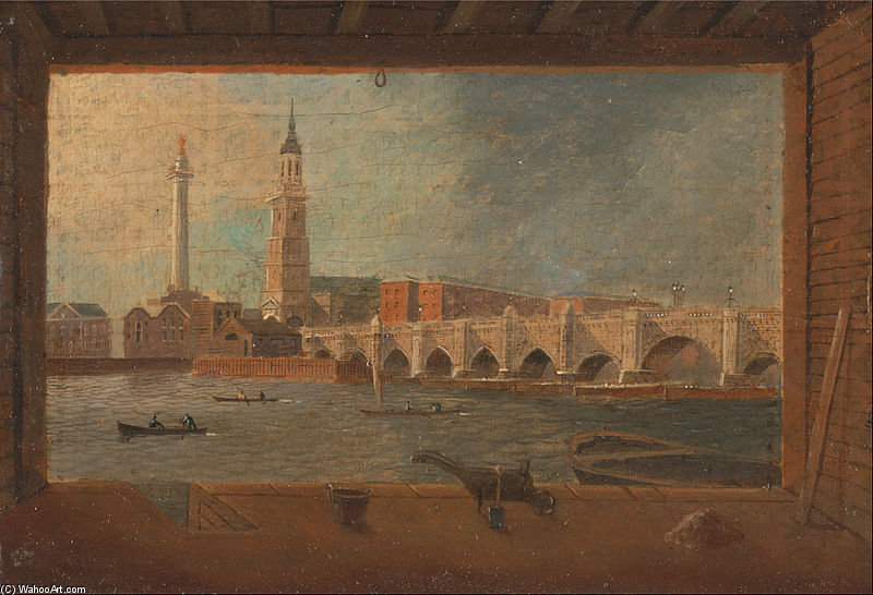WikiOO.org - Güzel Sanatlar Ansiklopedisi - Resim, Resimler Daniel Turner - A View Of London Bridge -