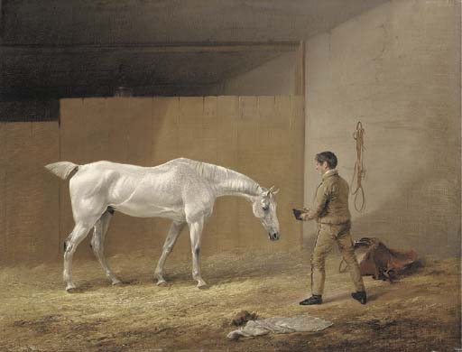 Wikioo.org – La Enciclopedia de las Bellas Artes - Pintura, Obras de arte de Edmund Bristow - Gris cazador y mozo de cuadra