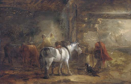 Wikioo.org - The Encyclopedia of Fine Arts - Painting, Artwork by Edmund Bristow - In The Stable Yard
