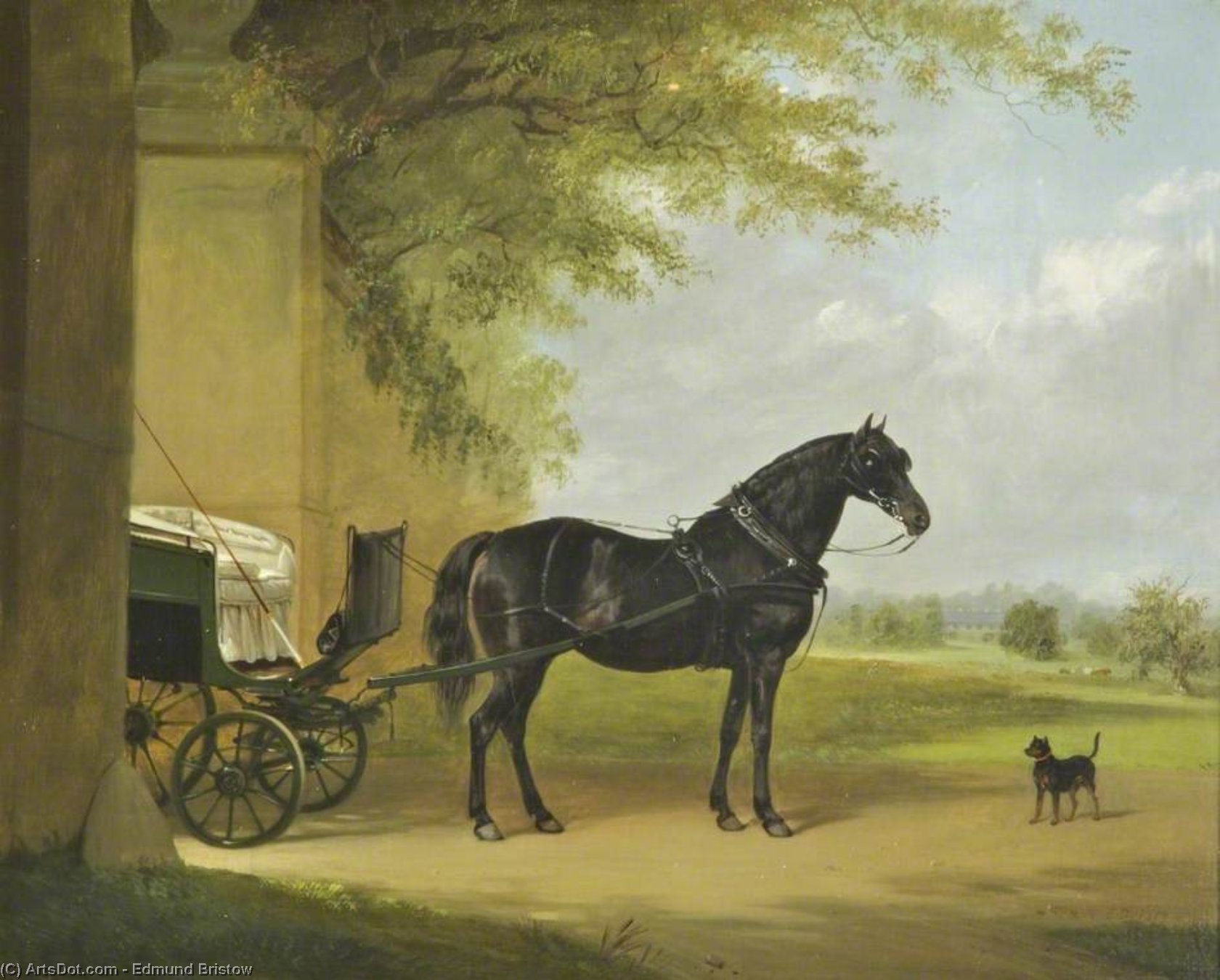 Wikioo.org - The Encyclopedia of Fine Arts - Painting, Artwork by Edmund Bristow - Lady Katherine Molyneux's Pony Carriage