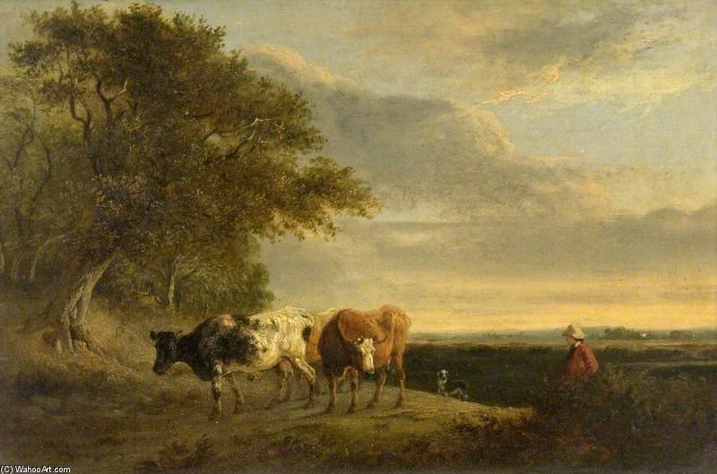 Wikioo.org - The Encyclopedia of Fine Arts - Painting, Artwork by Edmund Bristow - Landscape With Cattle -