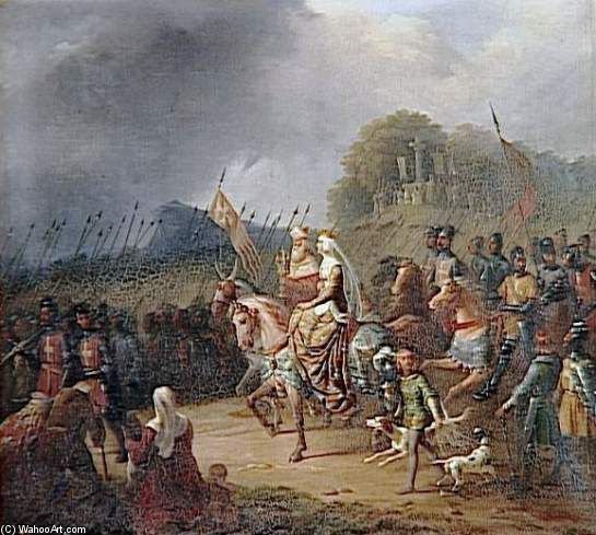 Wikioo.org - The Encyclopedia of Fine Arts - Painting, Artwork by Edouard Pingret - Margaret Of France Leads The Hungarians On Crusade