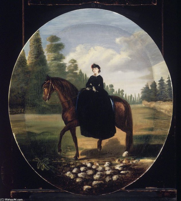 Wikioo.org - The Encyclopedia of Fine Arts - Painting, Artwork by Edouard Pingret - Portrait Of Doña Maria Josefa Romero De Terreros Y Gómez To Save