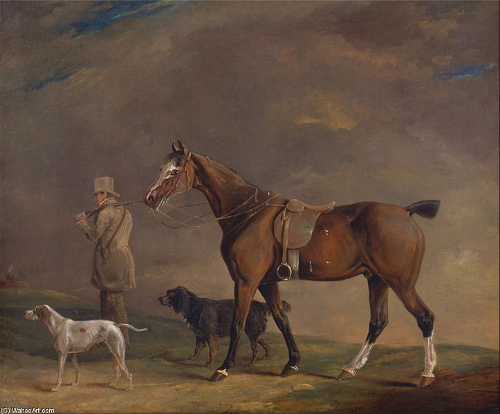 Wikioo.org - The Encyclopedia of Fine Arts - Painting, Artwork by Edwin Cooper - A Sportsman With Shooting Pony And Gun Dogs