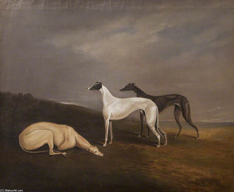 WikiOO.org - Enciclopedia of Fine Arts - Pictura, lucrări de artă Edwin Cooper - Three Greyhounds In A Landscape