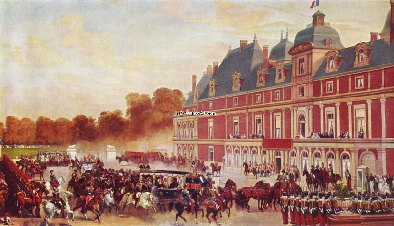 Wikioo.org - The Encyclopedia of Fine Arts - Painting, Artwork by Eugene Louis Lami - Arrival Of Queen Victoria In Castle Eu