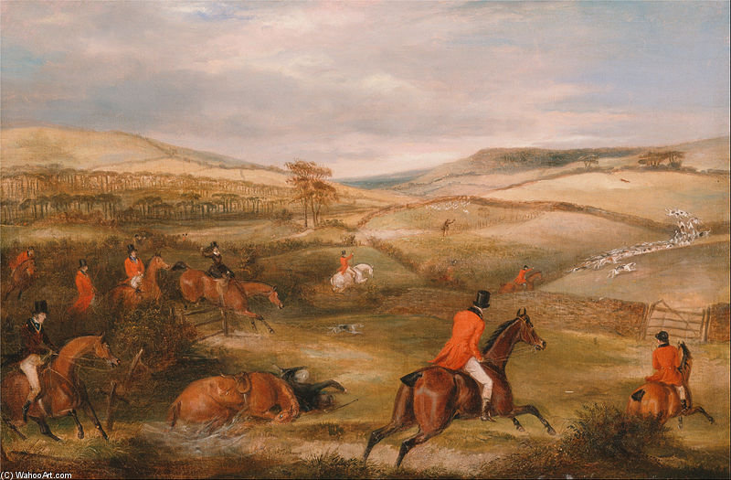 WikiOO.org - Encyclopedia of Fine Arts - Schilderen, Artwork Francis Calcraft Turner - The Berkeley Hunt, The Chase