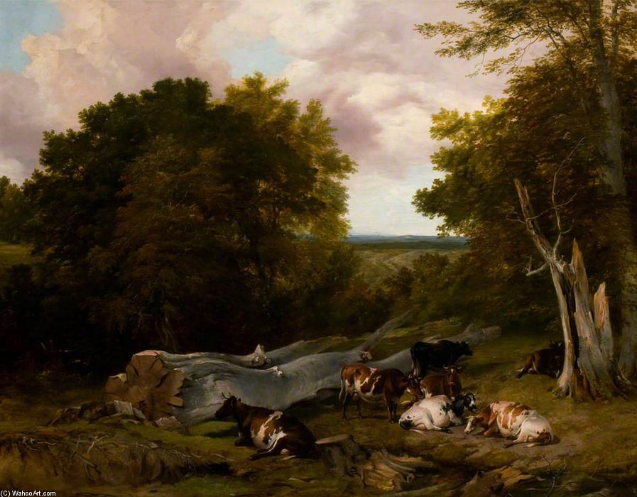 WikiOO.org - Енциклопедія образотворчого мистецтва - Живопис, Картини
 Frederick Richard Lee - Cattle In A Landscape