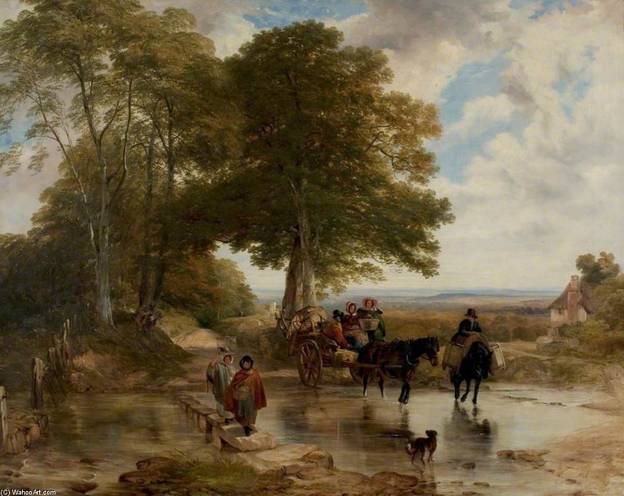 WikiOO.org - Encyclopedia of Fine Arts - Maleri, Artwork Frederick Richard Lee - Market Cart At A Brook