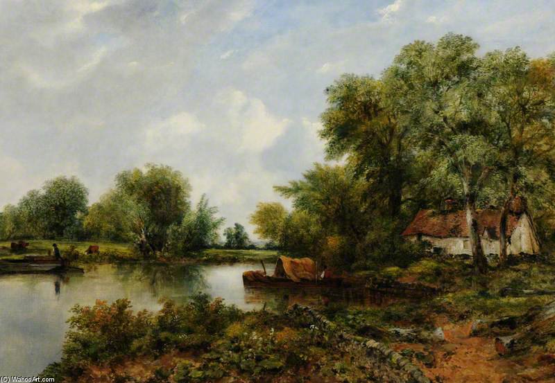 Wikioo.org - The Encyclopedia of Fine Arts - Painting, Artwork by Frederick Waters (William) Watts - A Quiet Backwater In Suffolk