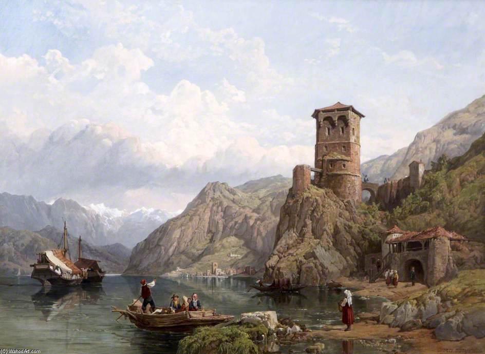 WikiOO.org - Encyclopedia of Fine Arts - Lukisan, Artwork George Clarkson Stanfield - Lake Garda