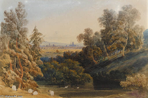 Wikioo.org - The Encyclopedia of Fine Arts - Painting, Artwork by George Fennel Robson - A Distant View Of Gloucester