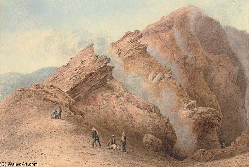 WikiOO.org – 美術百科全書 - 繪畫，作品 George Fennel Robson - 大游客到达火山山顶
