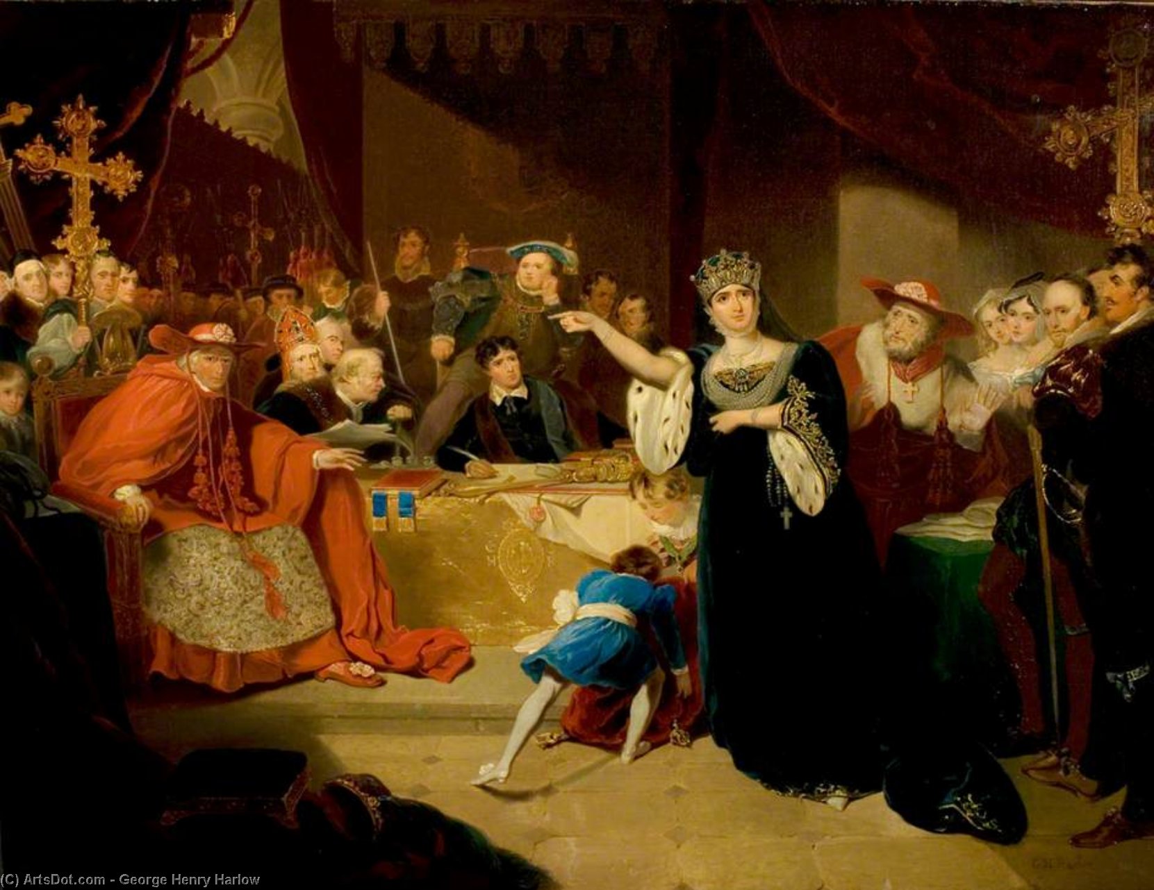 Wikioo.org - The Encyclopedia of Fine Arts - Painting, Artwork by George Henry Harlow - 'henry Viii', Act Ii, Scene 5, The Trial Of Queen Katherine