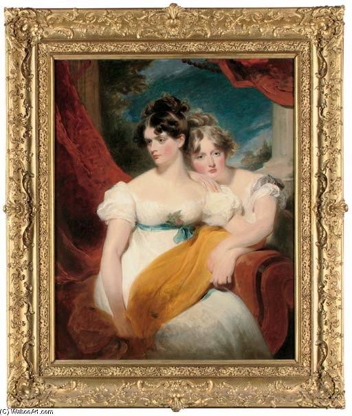 Wikioo.org - The Encyclopedia of Fine Arts - Painting, Artwork by George Henry Harlow - Double Portrait Of Marianne Anna Maria Gooch