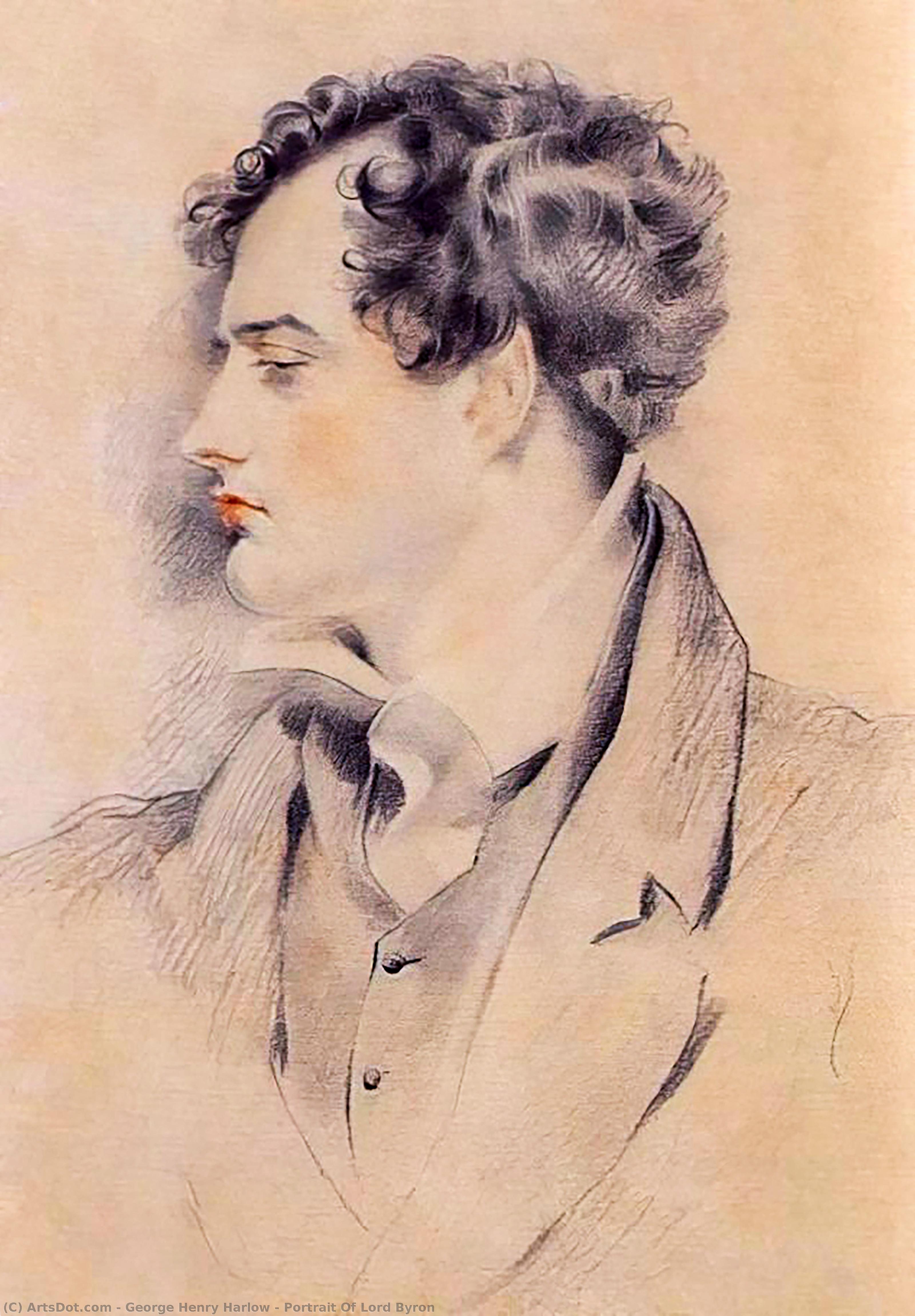 WikiOO.org - Enciclopédia das Belas Artes - Pintura, Arte por George Henry Harlow - Portrait Of Lord Byron