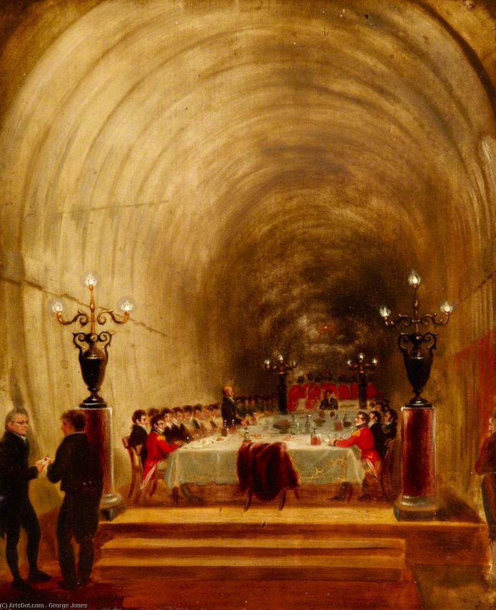 Wikioo.org - The Encyclopedia of Fine Arts - Painting, Artwork by George Jones - Banquet In The Thames Tunnel