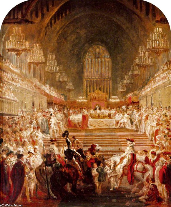 Wikioo.org – La Enciclopedia de las Bellas Artes - Pintura, Obras de arte de George Jones - Banquete de la coronación de George Iv