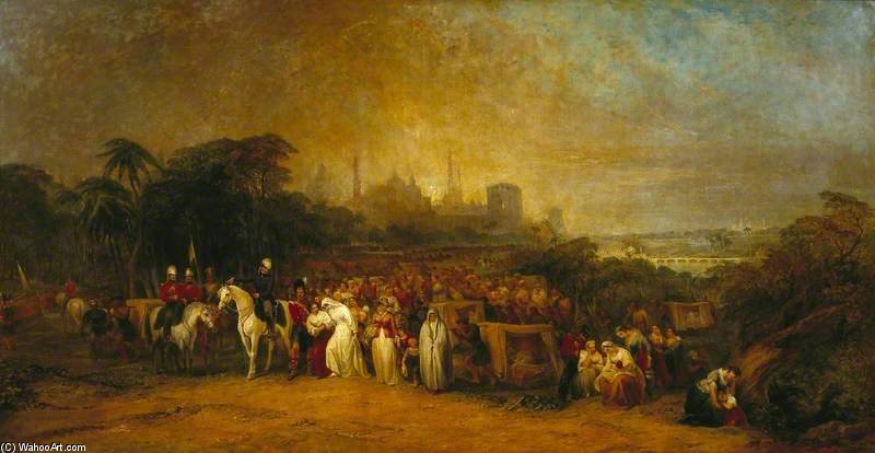 WikiOO.org - Güzel Sanatlar Ansiklopedisi - Resim, Resimler George Jones - Lucknow - Evening. The Sufferers Besieged At Lucknow, Rescued By General Lord Clyde