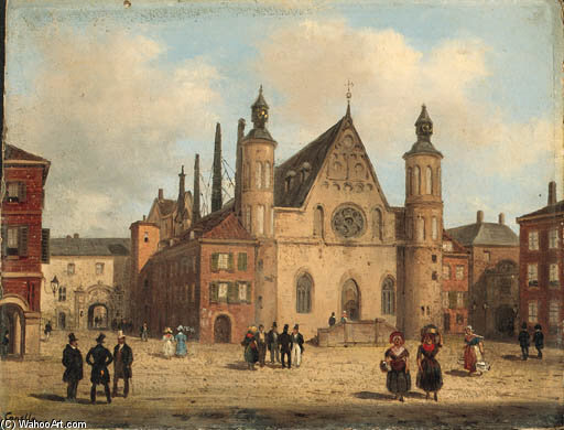 Wikioo.org - The Encyclopedia of Fine Arts - Painting, Artwork by Guiseppe Canella - A Village Square