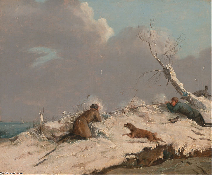 WikiOO.org - Encyclopedia of Fine Arts - Malba, Artwork Henry Thomas Alken - Duck Shooting In Winter