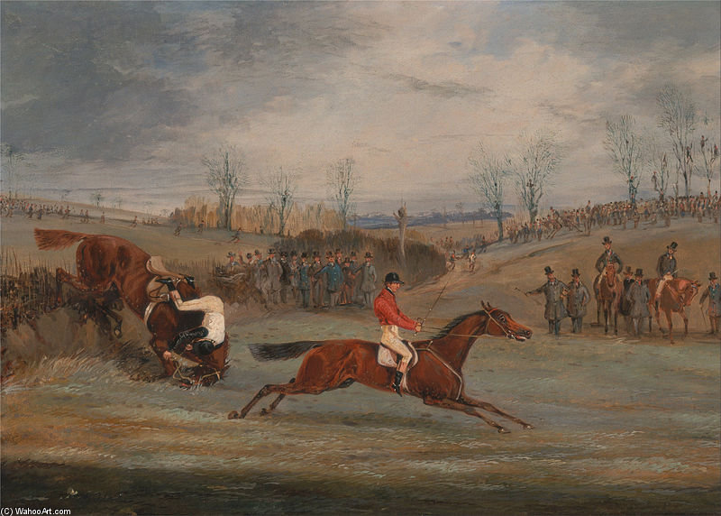 Wikioo.org - The Encyclopedia of Fine Arts - Painting, Artwork by Henry Thomas Alken - Scenes From A Steeplechase- Near The Finish