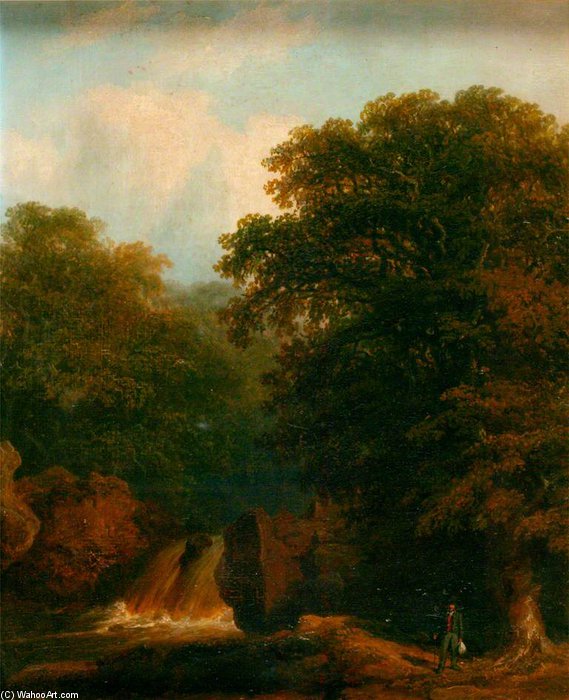 Wikioo.org - The Encyclopedia of Fine Arts - Painting, Artwork by James Arthur O Connor - A Waterfall -