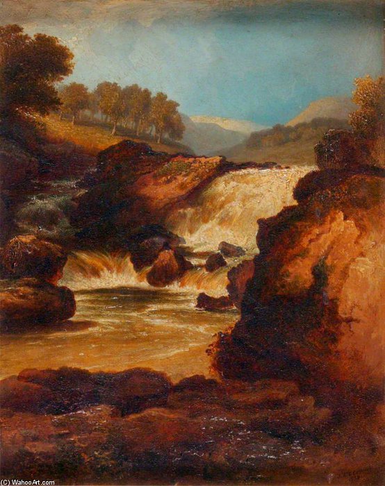 WikiOO.org - Εγκυκλοπαίδεια Καλών Τεχνών - Ζωγραφική, έργα τέχνης James Arthur O Connor - A Waterfall
