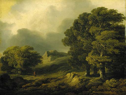 WikiOO.org - Encyclopedia of Fine Arts - Schilderen, Artwork James Arthur O Connor - Oncoming Storm; Windswept Trees