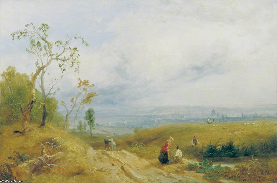 Wikioo.org - The Encyclopedia of Fine Arts - Painting, Artwork by James Baker Pyne - A Peep At The Metropolis From Hampstead Heath, London