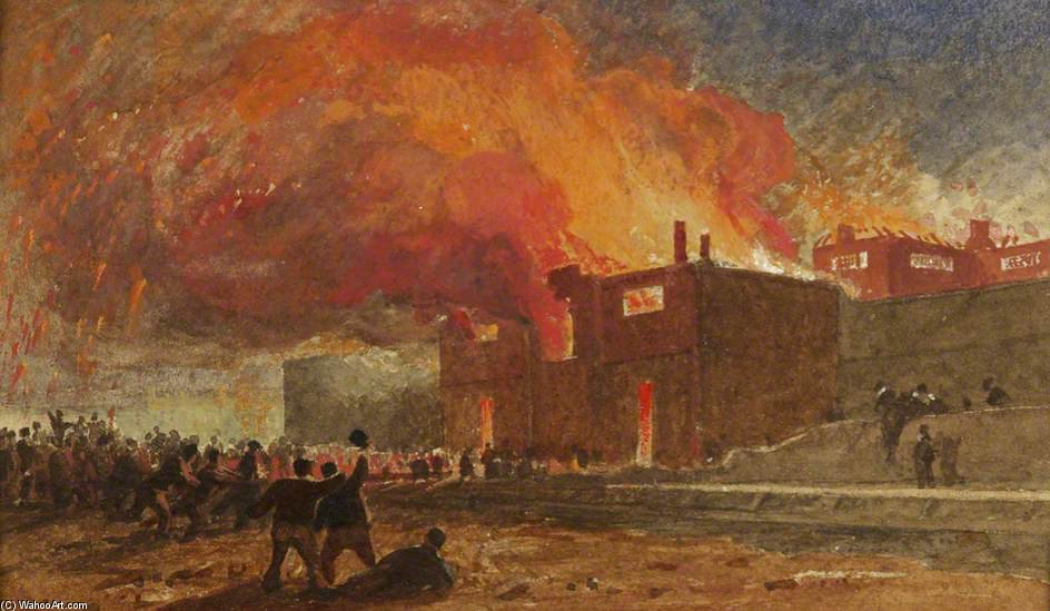Wikioo.org – L'Enciclopedia delle Belle Arti - Pittura, Opere di James Baker Pyne - Bristol Disordini - l'incendio Di Lawford's Cancello Prigione -
