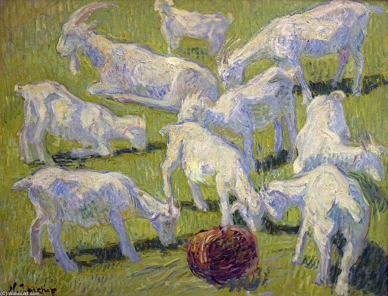 WikiOO.org - Encyclopedia of Fine Arts - Maleri, Artwork Nikolai Aleksandrovich Tarkhov - Goats In Sunlight