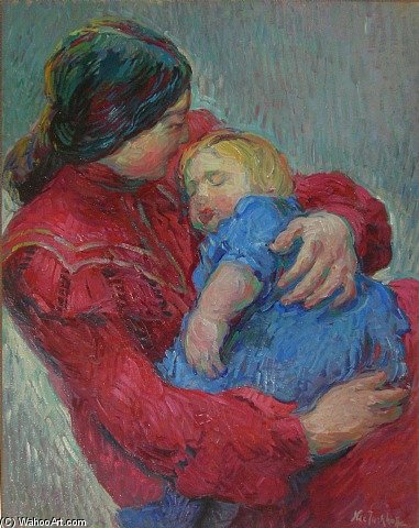 Wikioo.org - The Encyclopedia of Fine Arts - Painting, Artwork by Nikolai Aleksandrovich Tarkhov - Madame Tarkhoff Et Son Files Boris