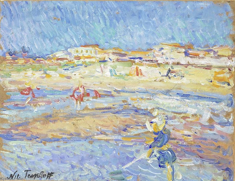 Wikioo.org - The Encyclopedia of Fine Arts - Painting, Artwork by Nikolai Aleksandrovich Tarkhov - On The Beach, Soulac Sur Mer