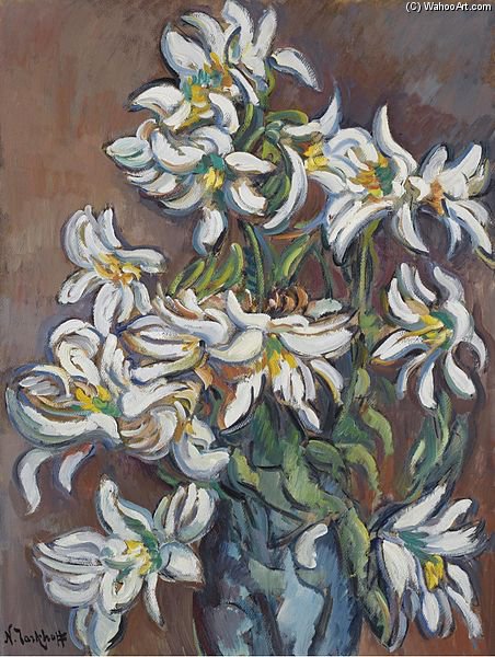 Wikioo.org - The Encyclopedia of Fine Arts - Painting, Artwork by Nikolai Aleksandrovich Tarkhov - White Lilies