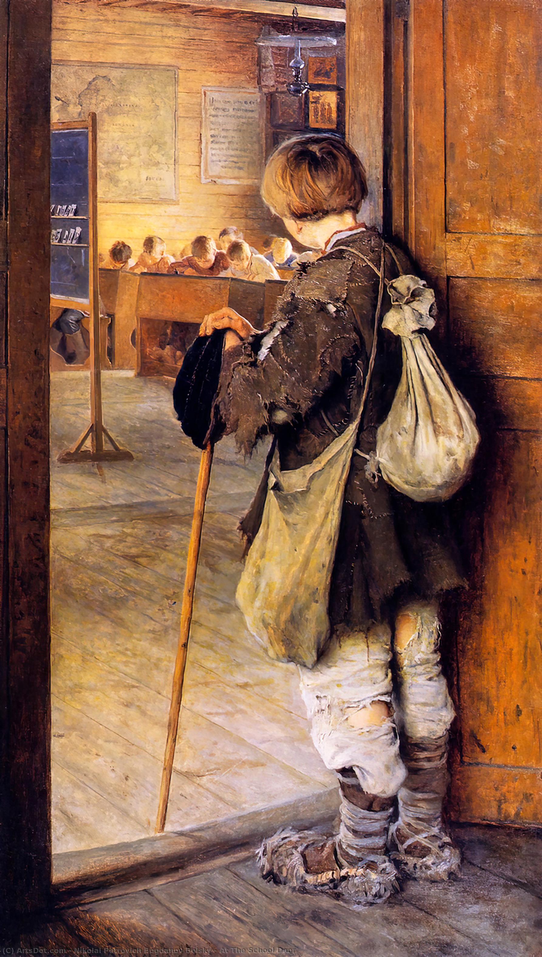 Wikioo.org - The Encyclopedia of Fine Arts - Painting, Artwork by Nikolai Petrovich Bogdanov Belsky - At The School Door