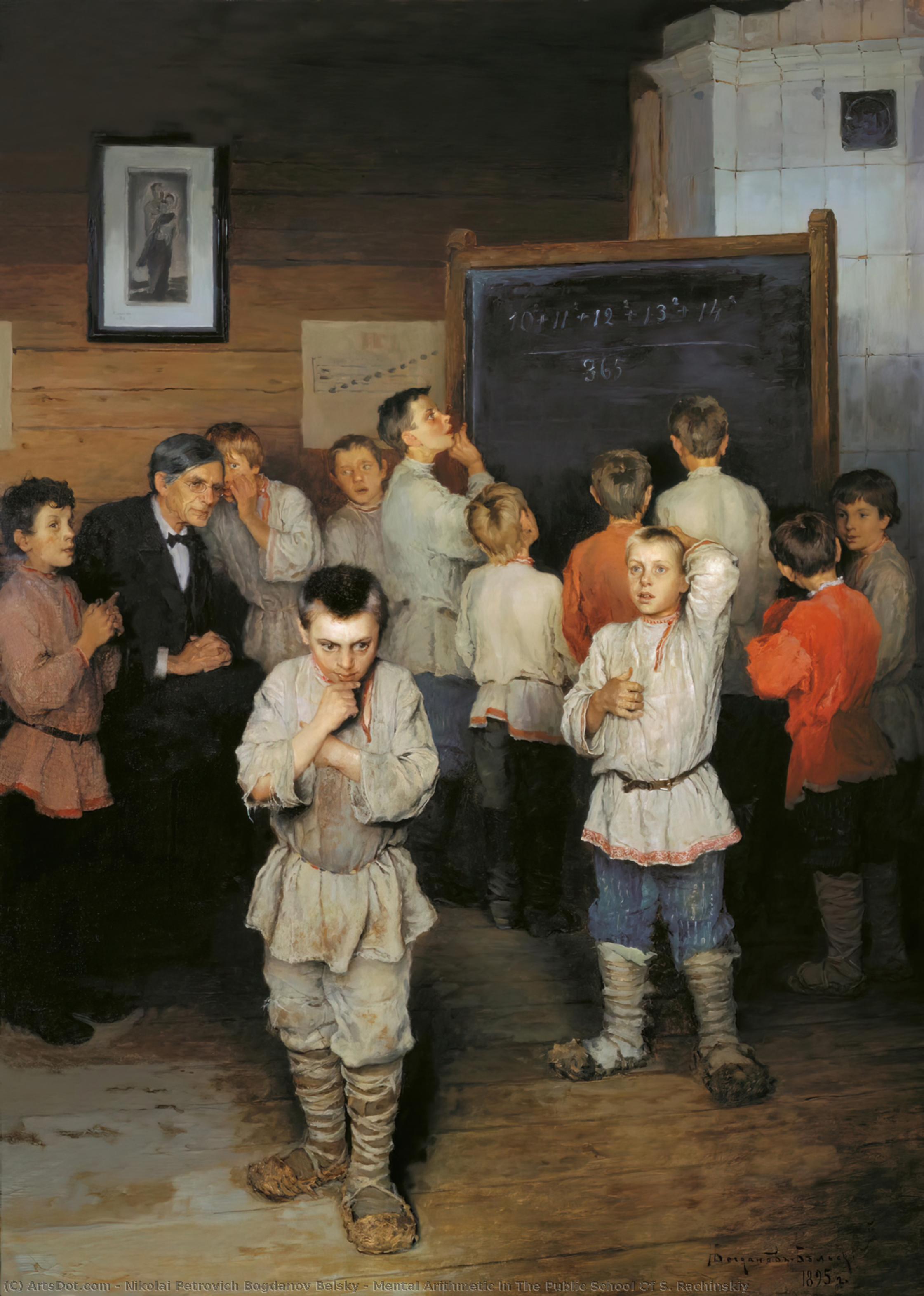 Wikioo.org - The Encyclopedia of Fine Arts - Painting, Artwork by Nikolai Petrovich Bogdanov Belsky - Mental Arithmetic In The Public School Of S. Rachinskiy