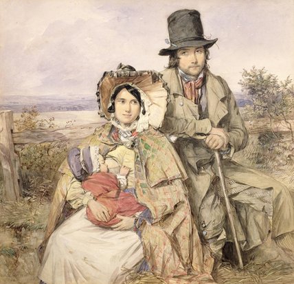 Wikioo.org - สารานุกรมวิจิตรศิลป์ - จิตรกรรม Octavius Oakley - A Family Seated At A Roadside