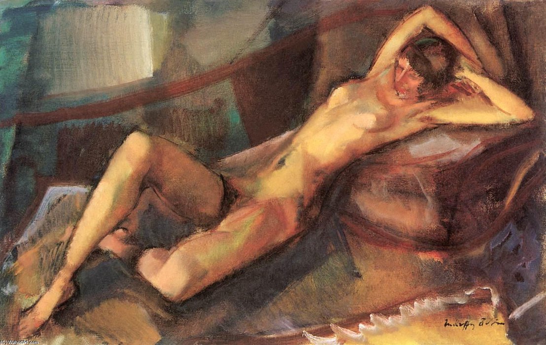 Wikoo.org - موسوعة الفنون الجميلة - اللوحة، العمل الفني Odon Marffy - Reclining Nude