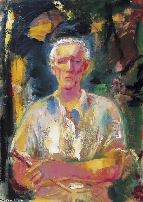 WikiOO.org - Encyclopedia of Fine Arts - Målning, konstverk Odon Marffy - Self-portrait With Brush