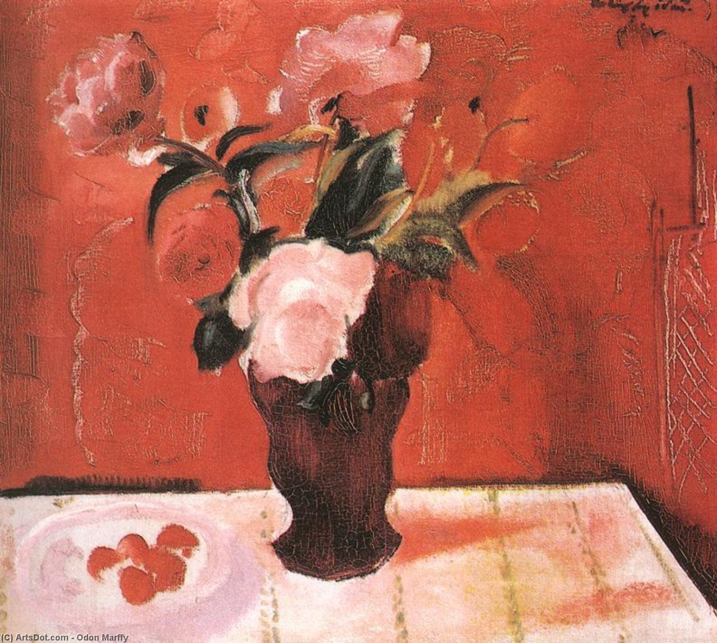 WikiOO.org - Encyclopedia of Fine Arts - Maleri, Artwork Odon Marffy - Still-life With Flowers