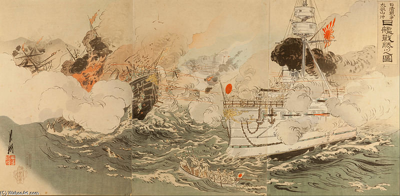 Wikioo.org - The Encyclopedia of Fine Arts - Painting, Artwork by Ogata Gekko - Sino-japanese War