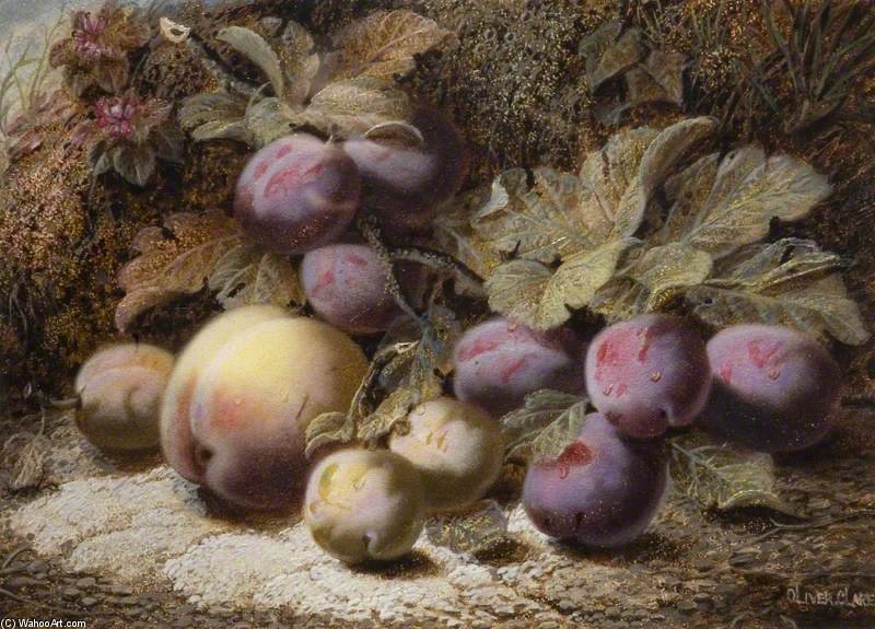 Wikioo.org - The Encyclopedia of Fine Arts - Painting, Artwork by Oliver Clare - Still Life With Peach And Plums